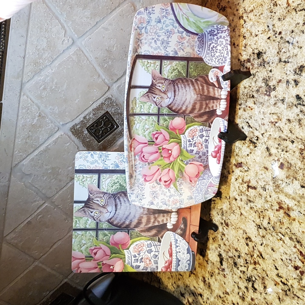 Jenny Barron tray and trivet set